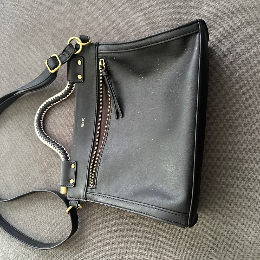 Relic Black Handbag with Gold Zipper